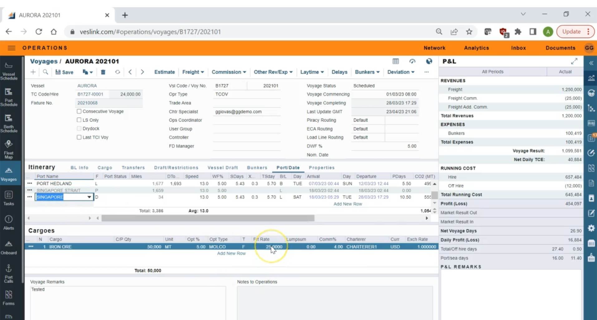 Total P L Visibility Maritime Contracts