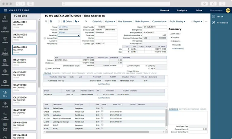 Chartering Contract Management