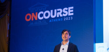 John Veson, CEO and co-founder of Veson Nautical, presenting at ONCOURSE2023 in Athens, Greece
