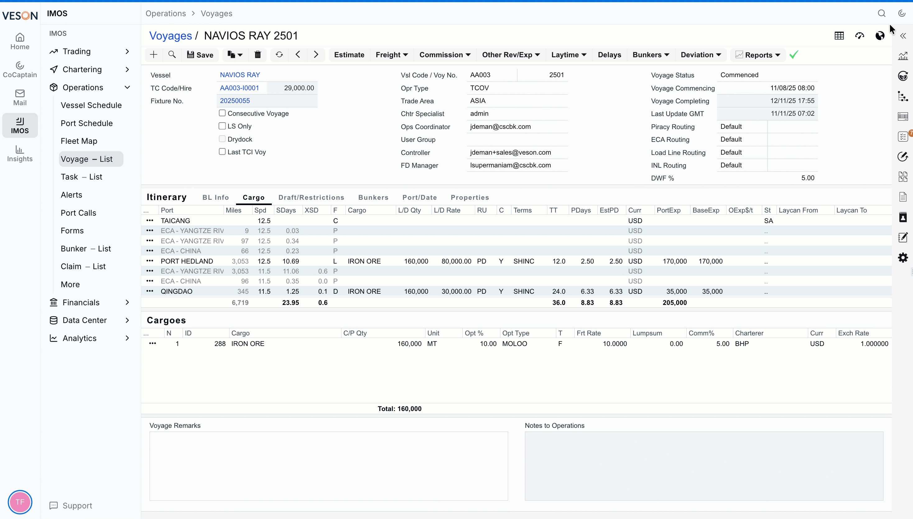 Update Port Hedland Port Expenses